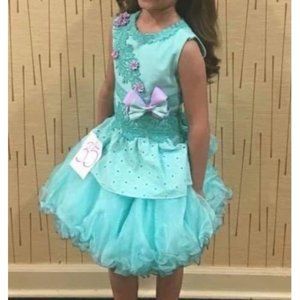 Aqua Blue & Lilac Natural Girls Pageant 2 Piece Dress Size 5-7